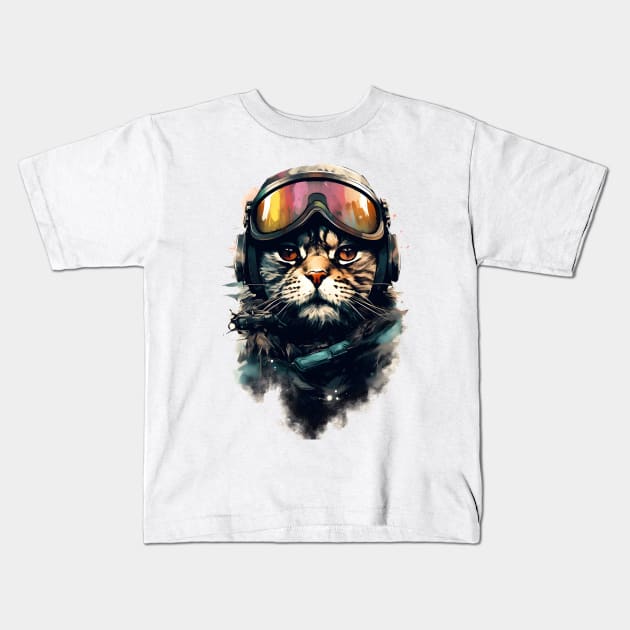 Aviator Cat - Pilot Cat Kids T-Shirt by ArtisticCorner